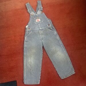 ROUND HOUSE engineer stripe denim cotton overalls kids size 5